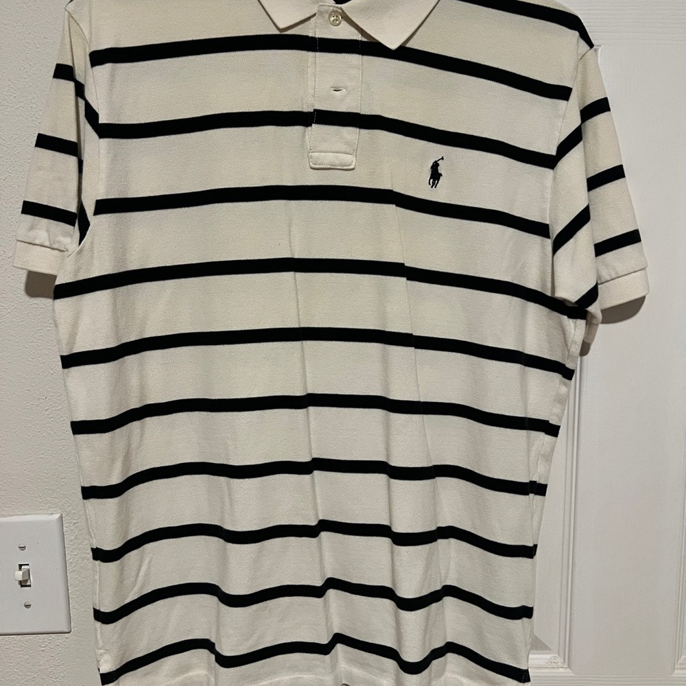 Polo by Ralph Lauren Men's White and Black Striped Shirt